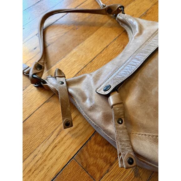 FRYE 'Melissa' Distressed Tan Leather Shoulder Bag w/Crossbody Strap - Picture 2 of 16